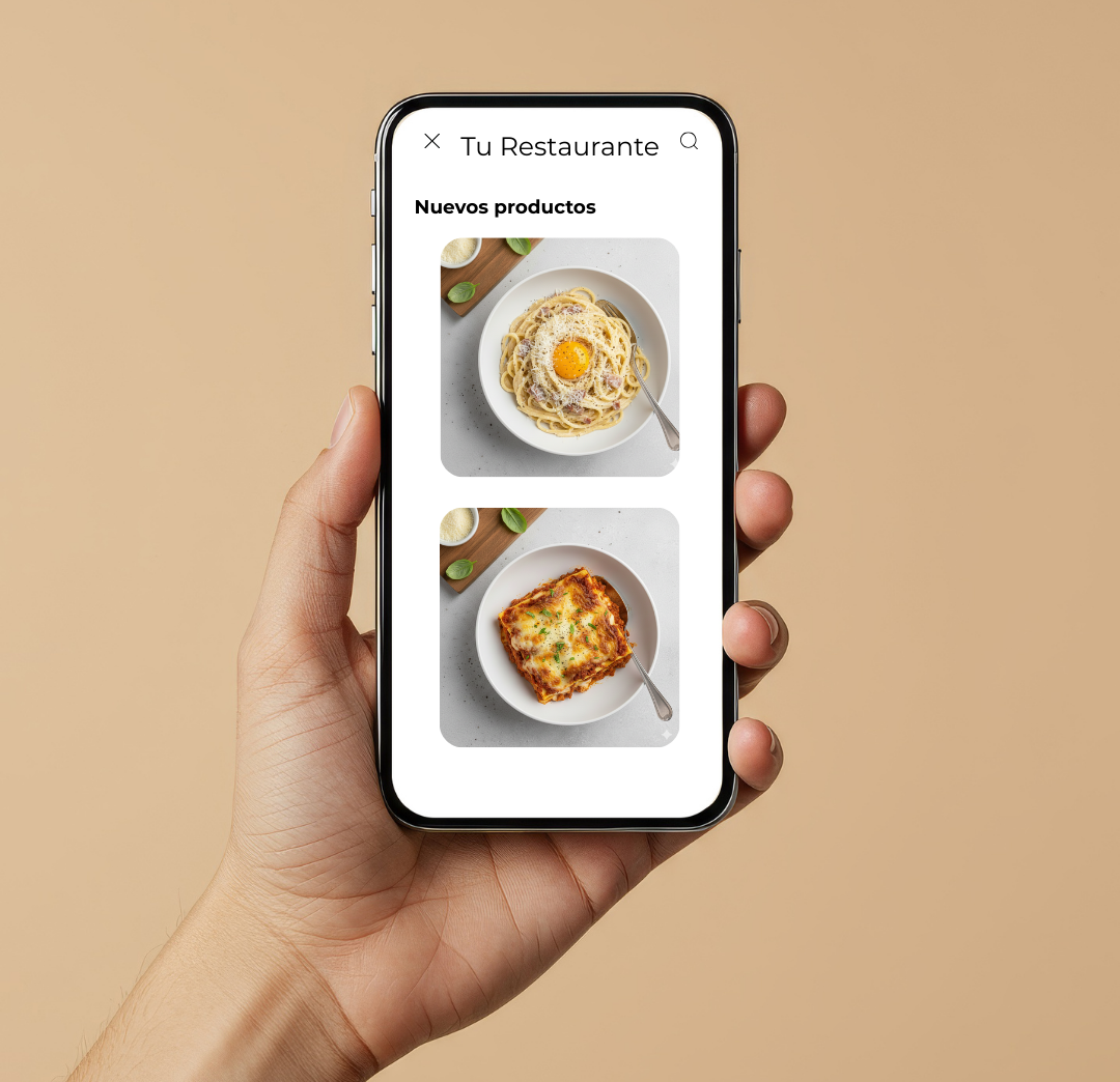 Mockup de apps de delivery con fotos mejoradas por MENURA